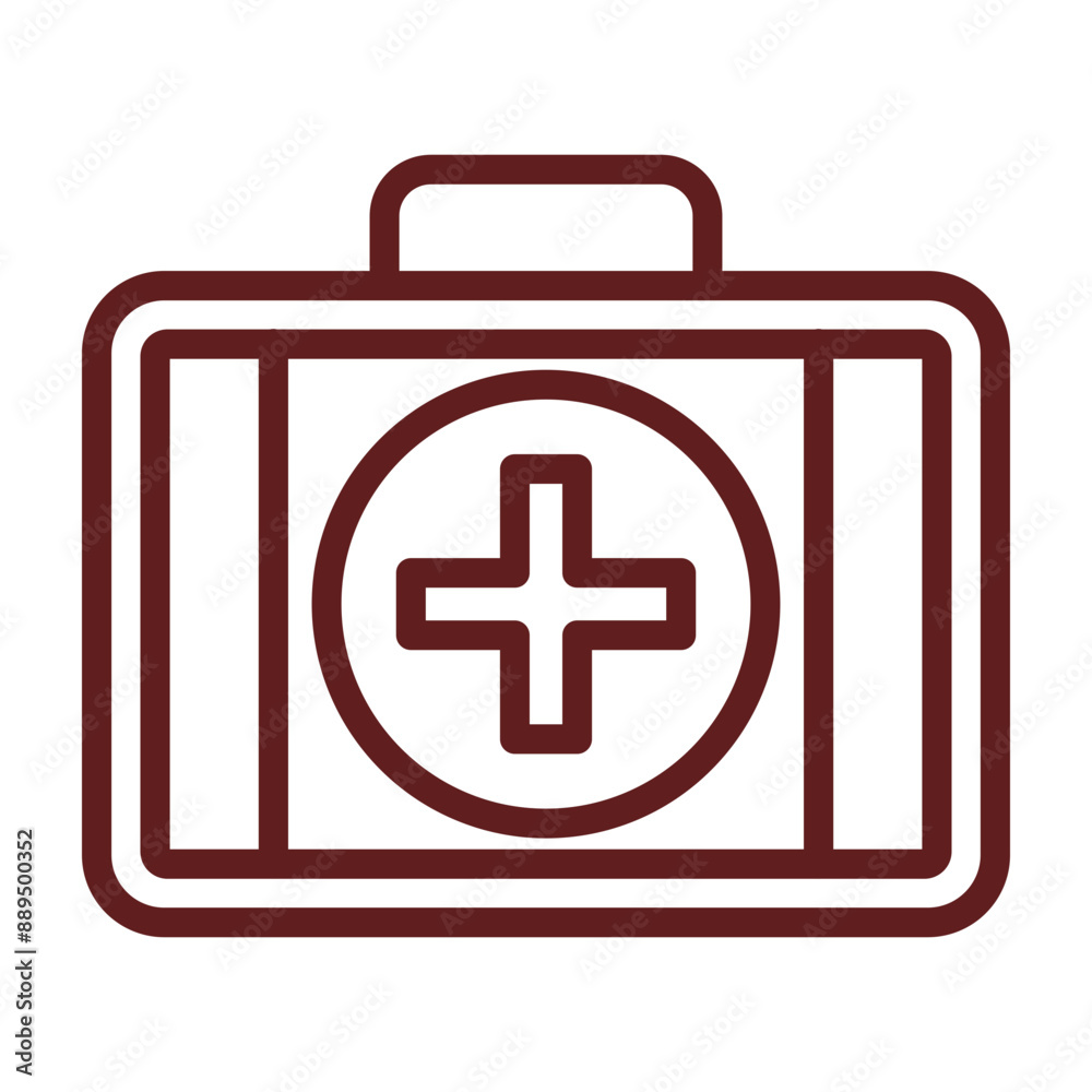 First aid kit Vector Line Maroon Icon Design First aid kit Vector Line Maroon Icon Design