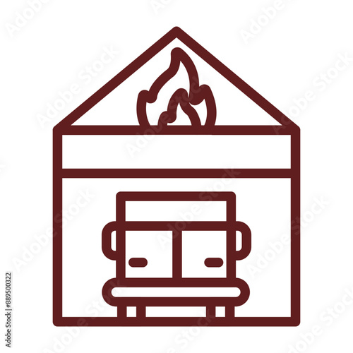 Fire station Vector Line Maroon Icon Design