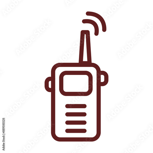 Walkie talkie Vector Line Maroon Icon Design