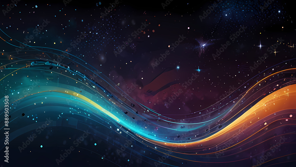 Illustrate an abstract background featuring echoing waves in a cosmic setting Illustrate an abstract background featuring echoing waves in a cosmic setting