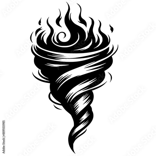Fire tornado silhouette