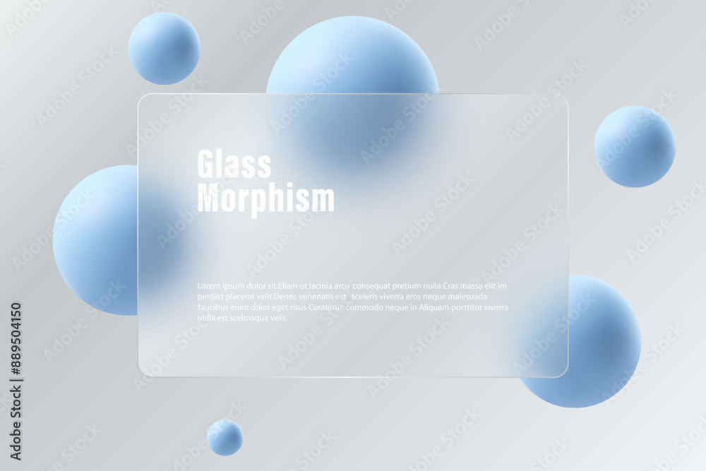 custom made wallpaper toronto digitalWebsite landing page in glass morphism style. A partition made of transparent material with floating blue spheres.