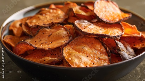 A bowl of orange chips on a counter. The chips are cut into small pieces and are scattered throughout the bowl