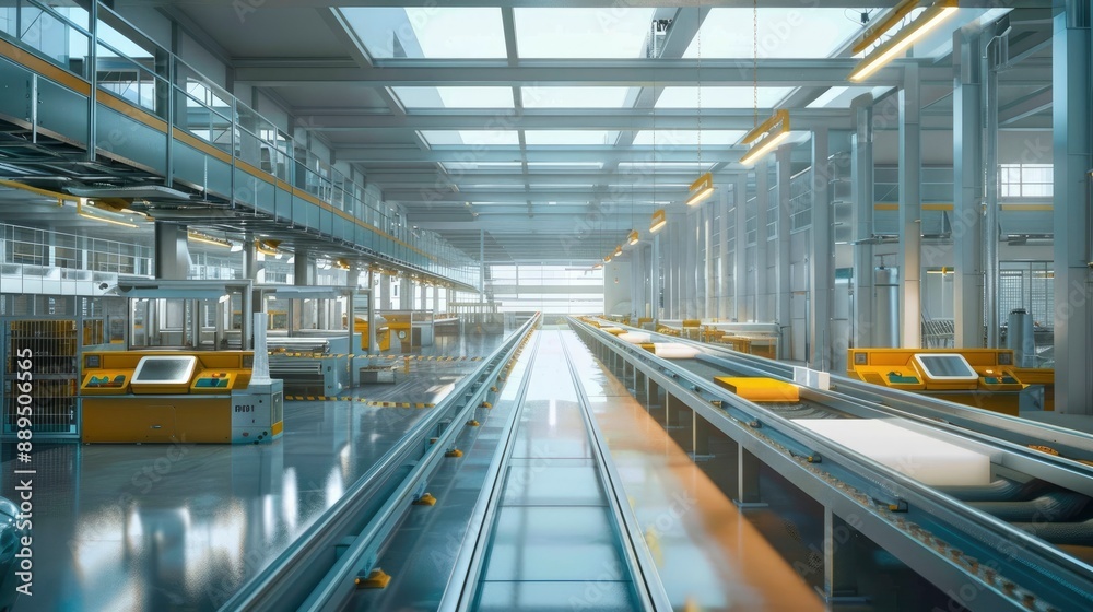An assembly line in a zero-waste factory where every component and material is meticulously recycled or repurposed, showcasing a circular economy approach. An assembly line in a zero-waste factory where every component and material is meticulously recycled or repurposed, showcasing a circular economy approach.