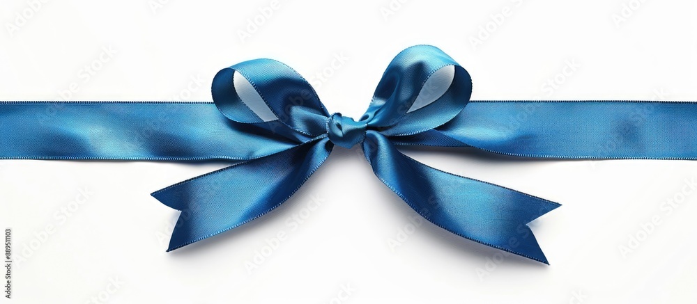 Isolated on a white background, a simple blue ribbon bow composition with space for text or images. image with copy space Isolated on a white background, a simple blue ribbon bow composition with space for text or images. image with copy space