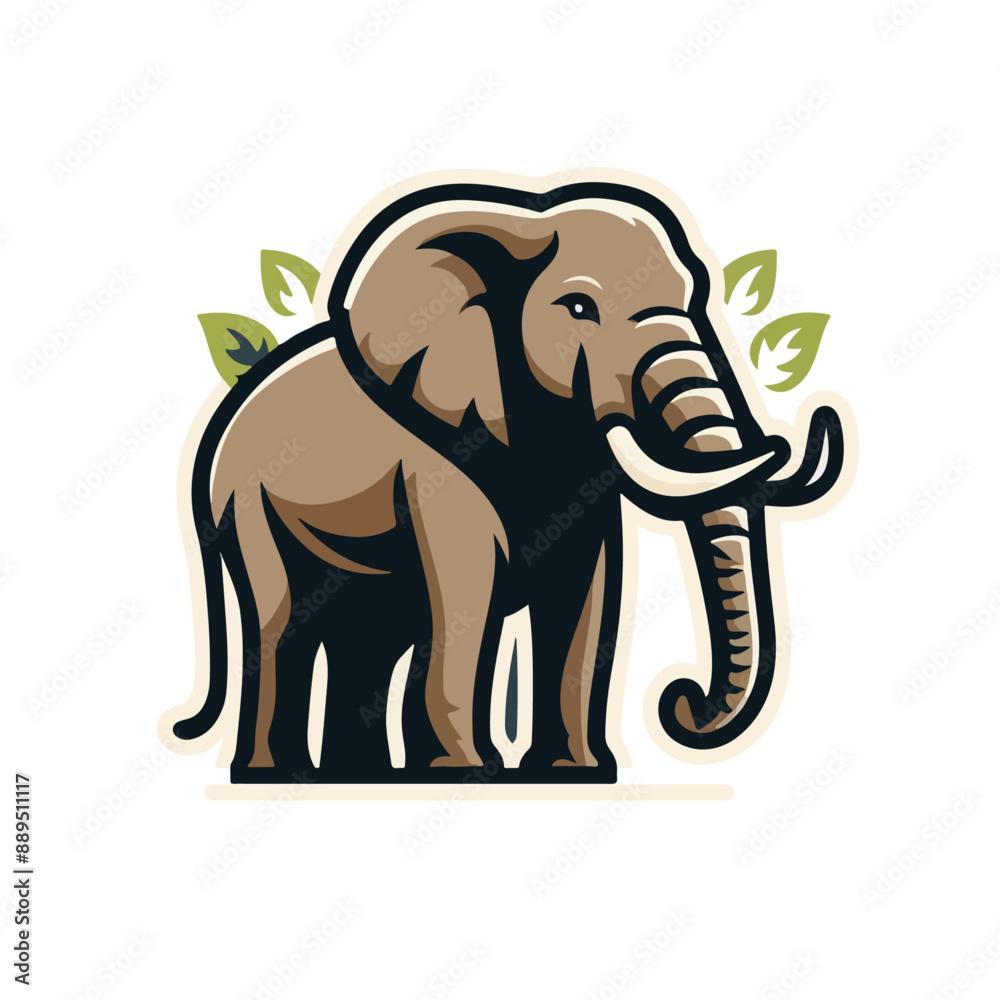 Obraz premium flat vector logo of an elephant.