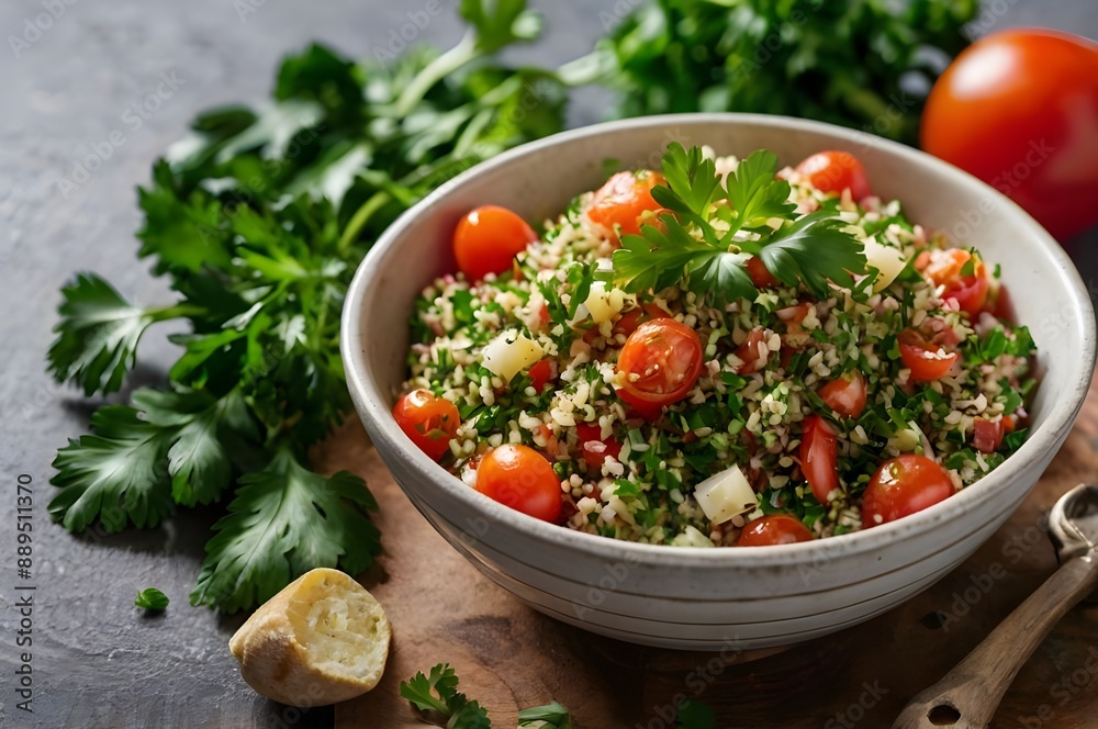 Lebanese tabbouleh with fresh parsley and tomatoes. Lebanese tabbouleh with fresh parsley and tomatoes.