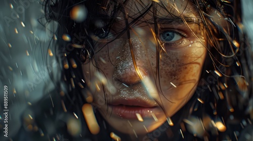 effects of bullying, with storm of hurtful words. generative AI