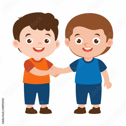 happy cute little kid boy hand shake with friend