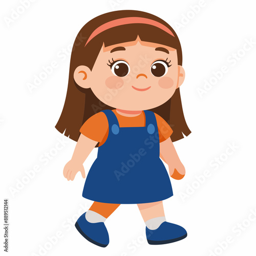 cute girl walking vector illustration