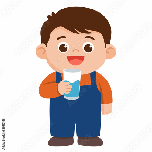 happy cute little kid boy drink milk