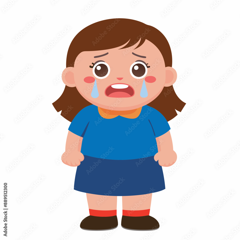 happy cute little kid girl stand while crying happy cute little kid girl stand while crying