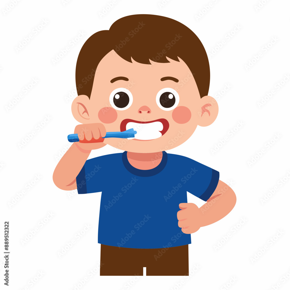 cute girl brushing teeth vector illustration cute girl brushing teeth vector illustration