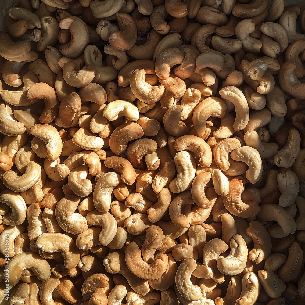 Cashews in the sun light Cashews in the sun light