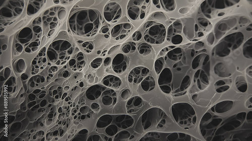 Macro Photography of Porous Biochar Charcoal on a Microscopic level view, Pyrolysis and Carbon Capture Digital Concept Render