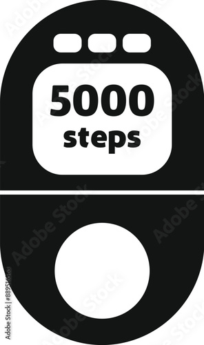 Pedometer showing 5000 steps icon in simple style isolated on white background