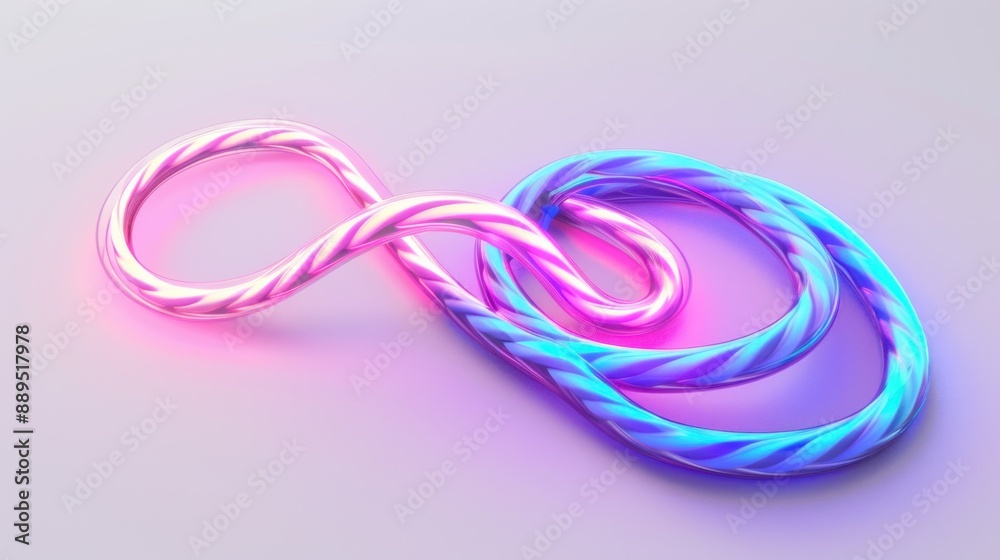 neon light rope isolated on white background. 3D illustration.AI generated image neon light rope isolated on white background. 3D illustration.AI generated image