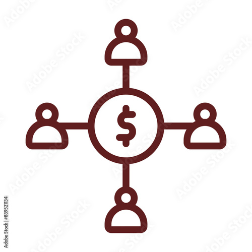 Crowdfunding Vector Line Maroon Icon Design