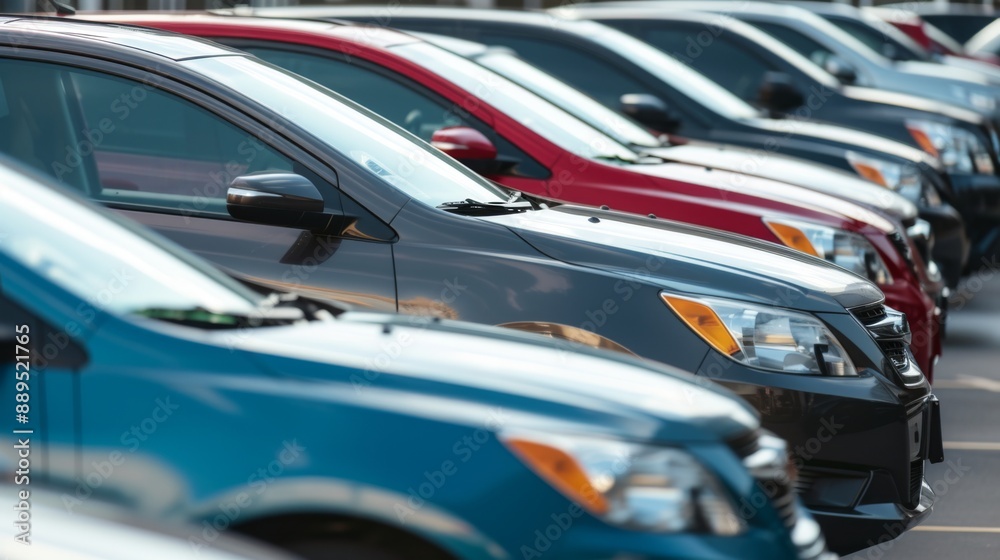 Used vehicles in a dealership lot Used vehicles in a dealership lot