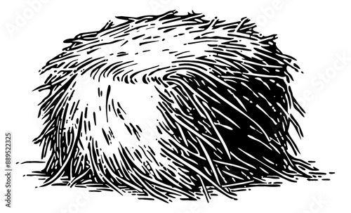 haystack square engraving black and white outline