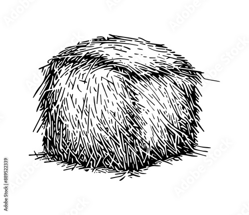 haystack square engraving black and white outline