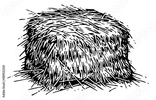 haystack square engraving black and white outline