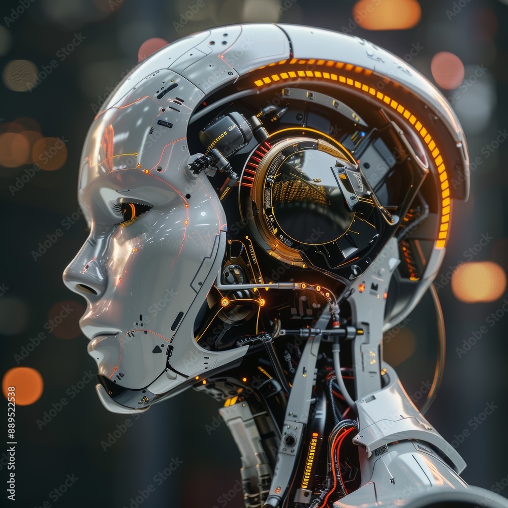 Android and the image of the future, artificial intelligence in the form of a robot. Android and the image of the future, artificial intelligence in the form of a robot.