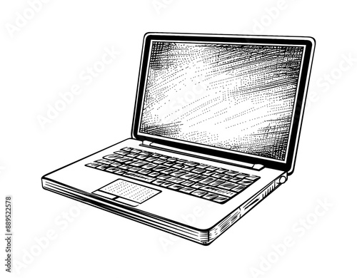 laptop engraving black and white outline