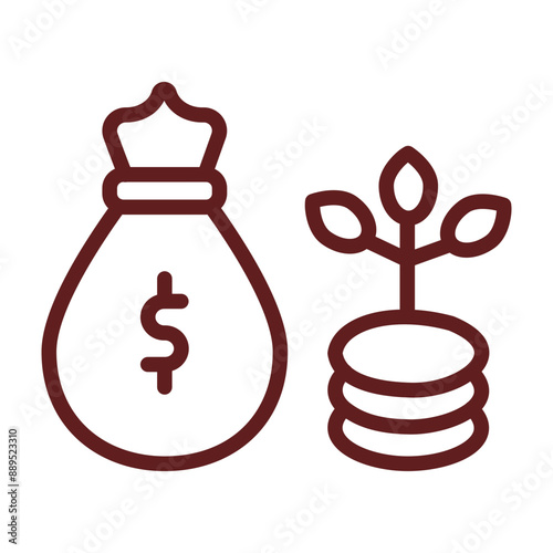 Wealth Vector Line Maroon Icon Design