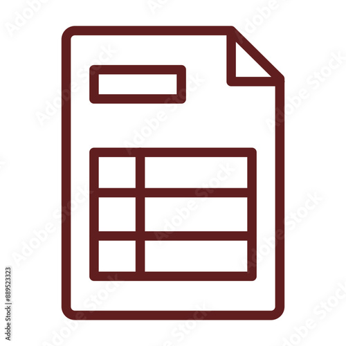 Spreadsheet Vector Line Maroon Icon Design