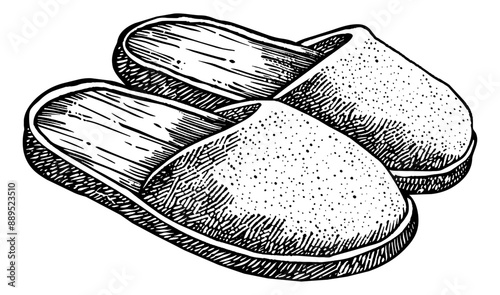 slipper engraving black and white outline