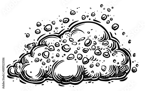 soap foam engraving black and white outline