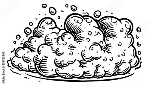 soap foam engraving black and white outline