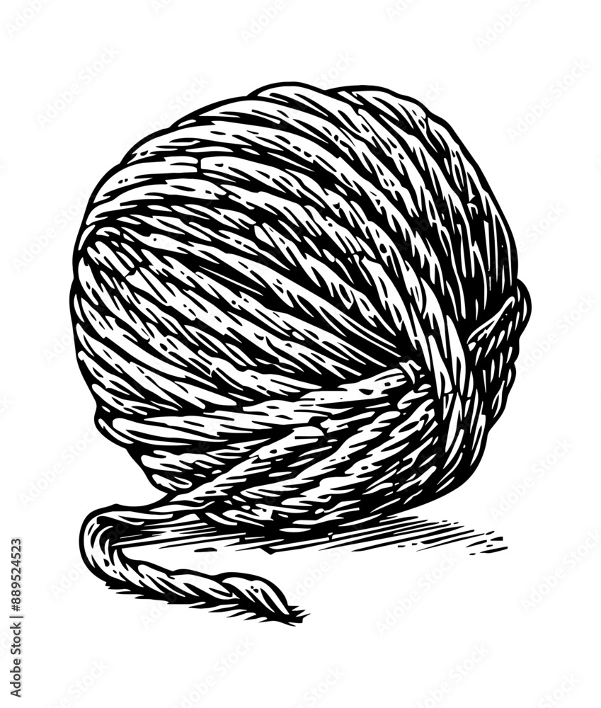 yarn ball engraving black and white outline yarn ball engraving black and white outline