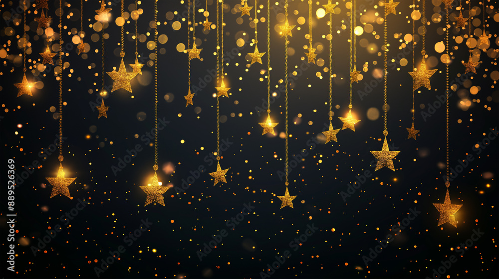 The gold hanging star isolation background, Illustration The gold hanging star isolation background, Illustration