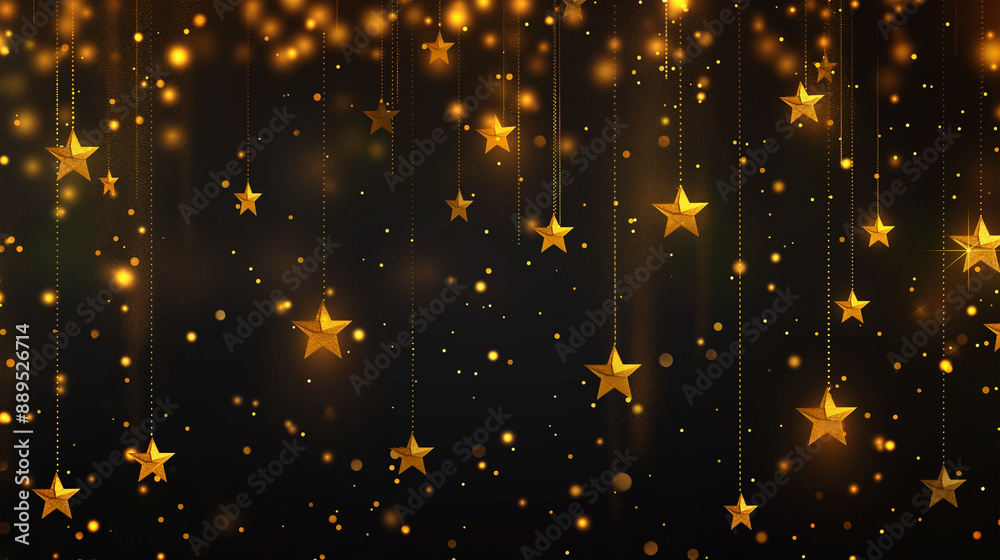 Obraz premium The gold hanging star isolation background, Illustration