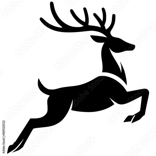 Silhouette of a jumping deer