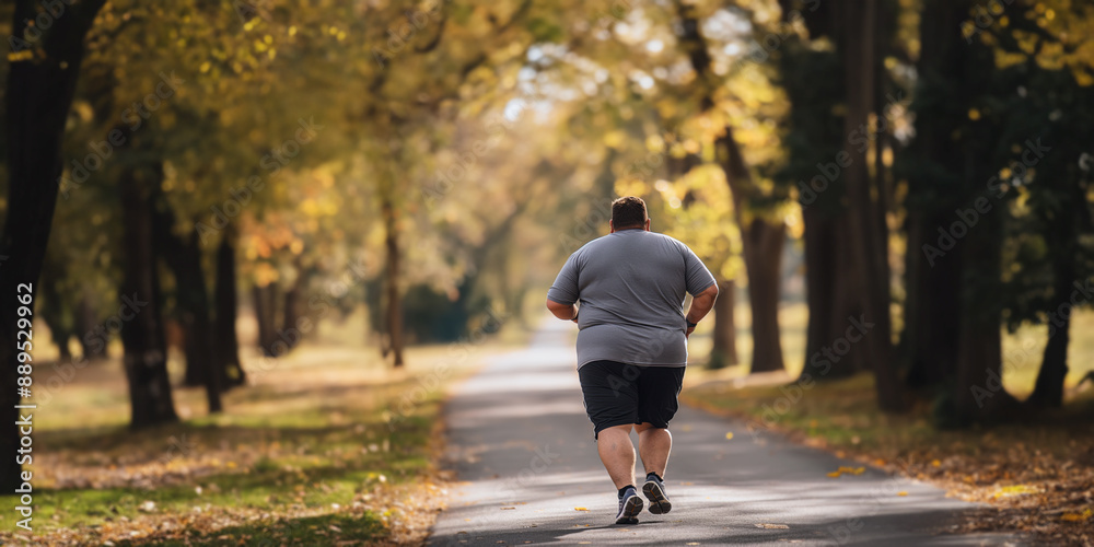Fototapeta premium Overweight man going for a run