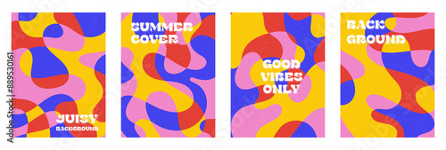 Abstract bright summer illustration. Modern abstract art design with liquid shapes with overlay effect. Templates for celebration, ads, branding, banner, cover, label, poster, sales