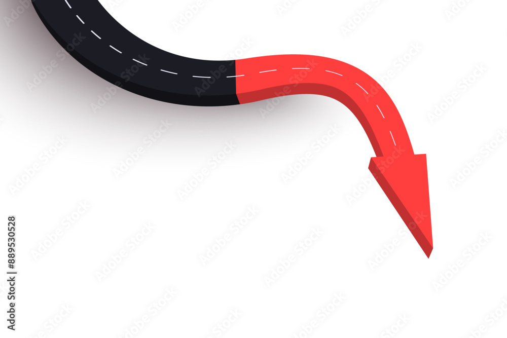 3d arrow up sign and road icon. Simple modern red candle trading sign, arrow and road icon as a symbol of failures. Market drop down. Isolated vector illustration 3d arrow up sign and road icon. Simple modern red candle trading sign, arrow and road icon as a symbol of failures. Market drop down. Isolated vector illustration