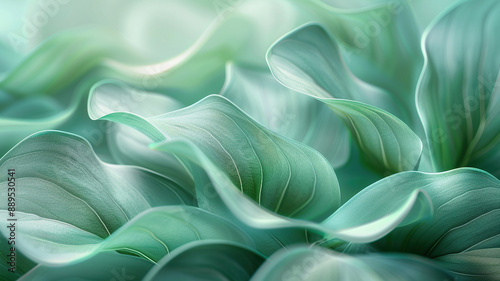 Abstract background with soft green petals. Generated by artificial intelligence