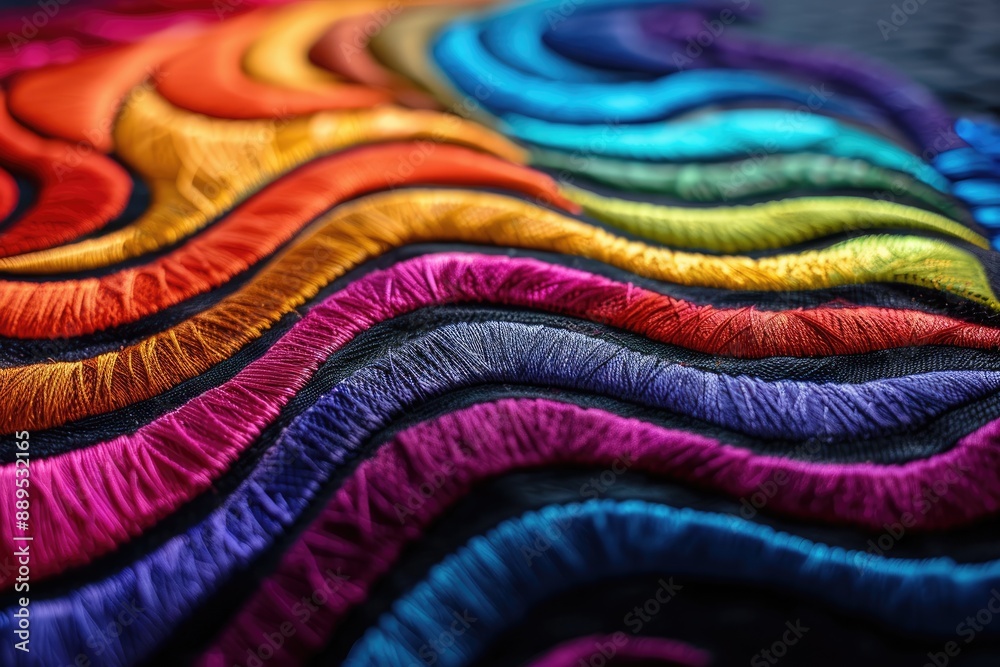 Digital embroidery, vibrant colors, modern design, sleek lines, bright and engaging patterns Digital embroidery, vibrant colors, modern design, sleek lines, bright and engaging patterns