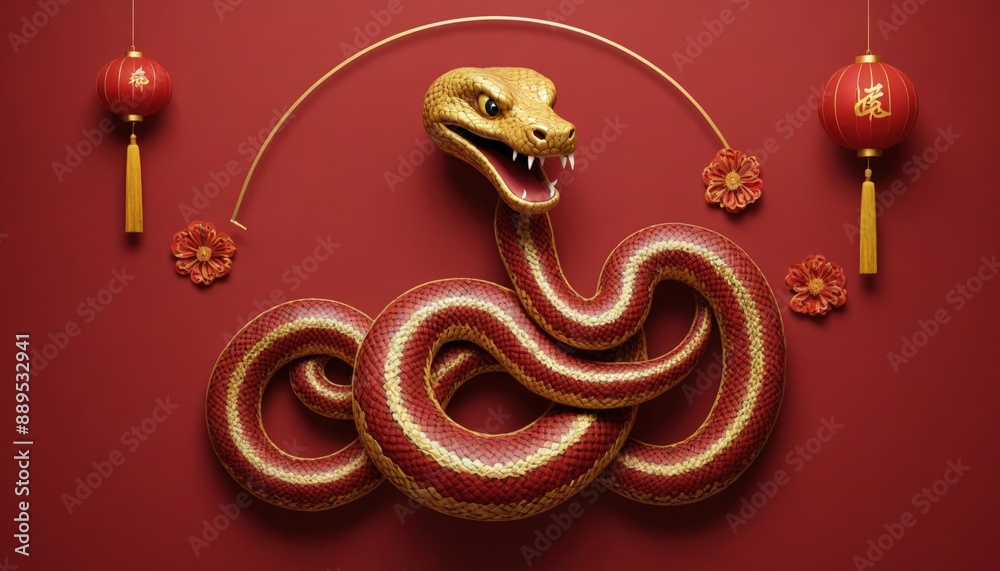 Obraz premium chinese zodiac year of the snake, chinese new year. chinese zodiac sign