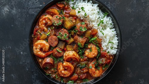 Wallpaper Mural Delicious Shrimp And Sausage Gumbo With Rice Torontodigital.ca