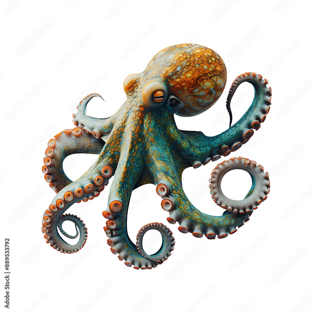 Obraz premium Tentacled creature octopus isolated on a transparent background