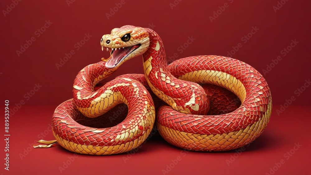 Fototapeta premium chinese new year, chinese style snake statue, iconic snake, wallpaper snake, red snake, snake wood, ilstration snake, sio ular, imlek tahun baru 