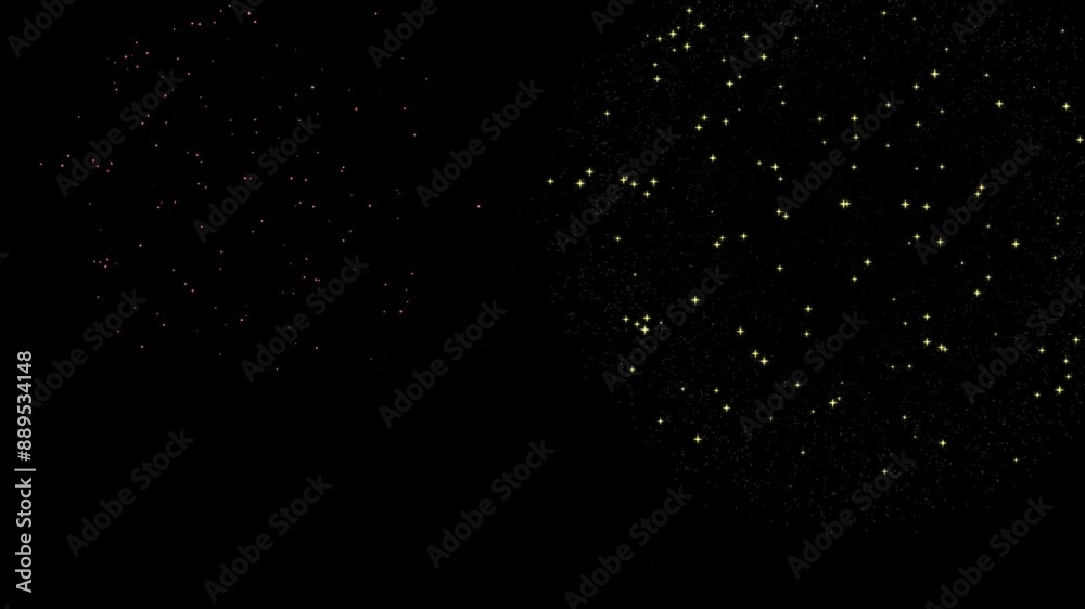3D animation of fireworks on a black background. Holidays and congratulations concept.