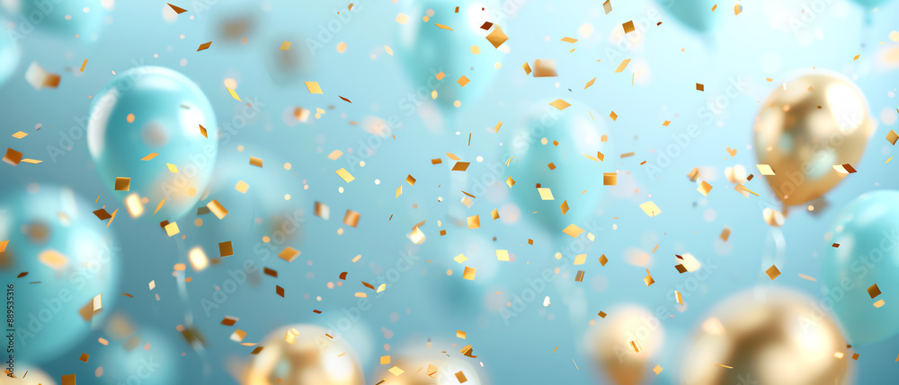 Confetti and balloons falling around a lottery winner, festive atmosphere of a jackpot celebration
