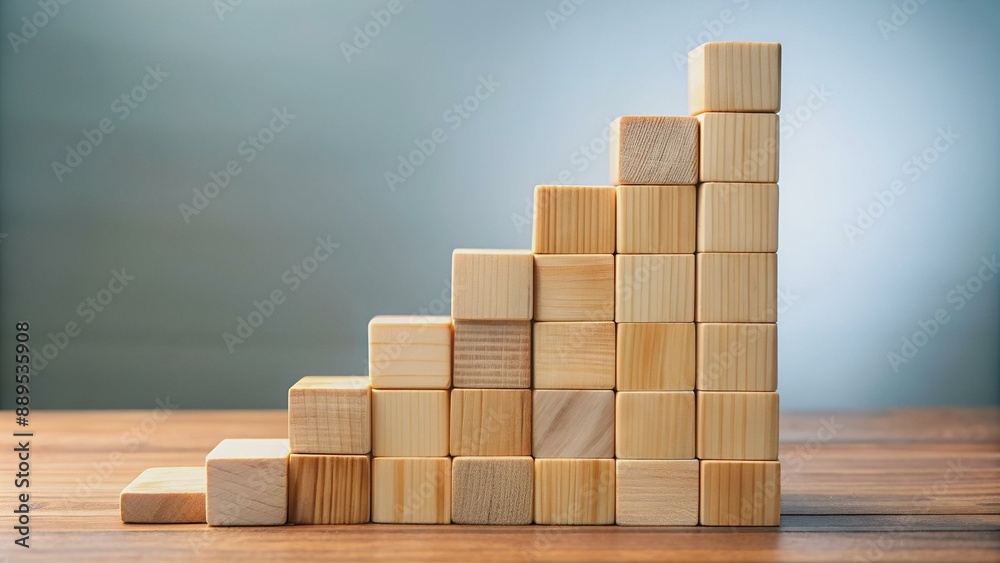 Profit Chart Made Of Wooden Blocks / Business Success Concept Profit Chart Made Of Wooden Blocks / Business Success Concept