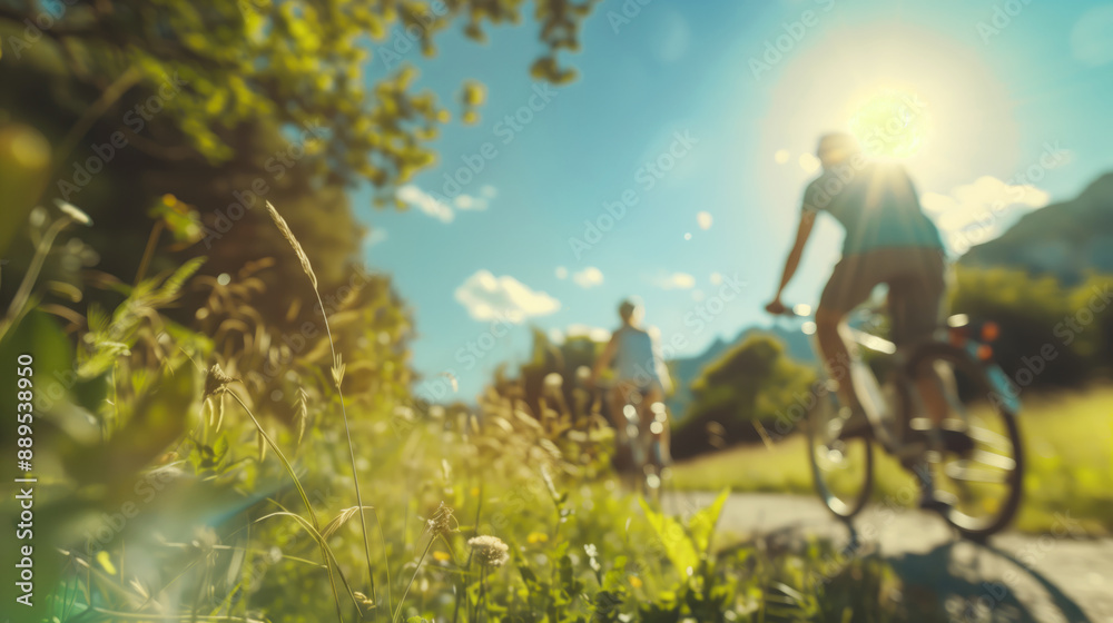 Fototapeta premium People cycling together on a sunny day